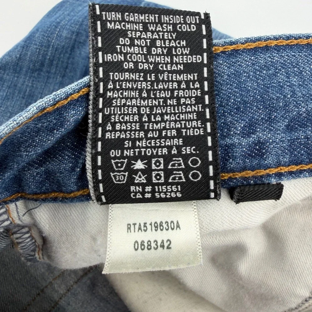 7 For All Mankind Standard Jeans Mens 34x29 Blue Straight Leg Whiskered Denim